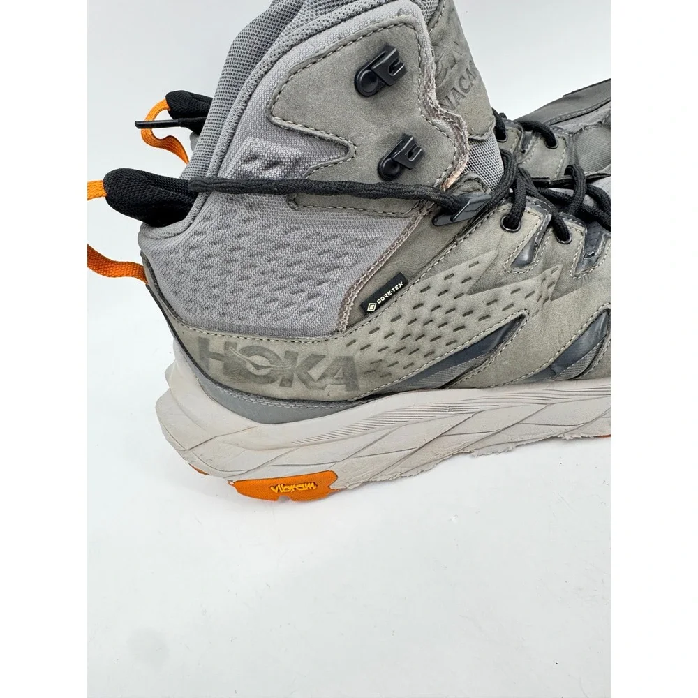 Hoka Anacapa Mid GTX Men 14 Grey Gore-Tex Hiking Boots Waterproof Vibram